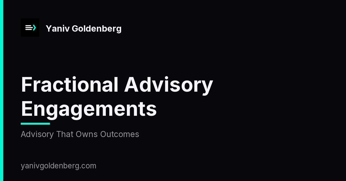 Advisory Marketing advisory tracks for startups, board-level to equity - Yaniv Goldenberg