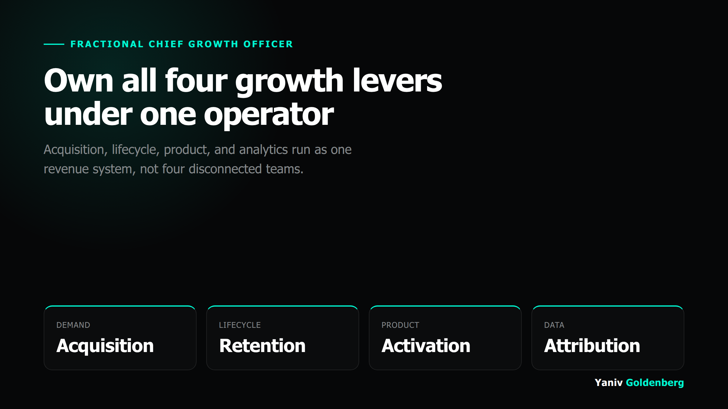 Fractional Chief Growth Officer growth levers Fractional chief growth officer owning acquisition, lifecycle, product, and analytics