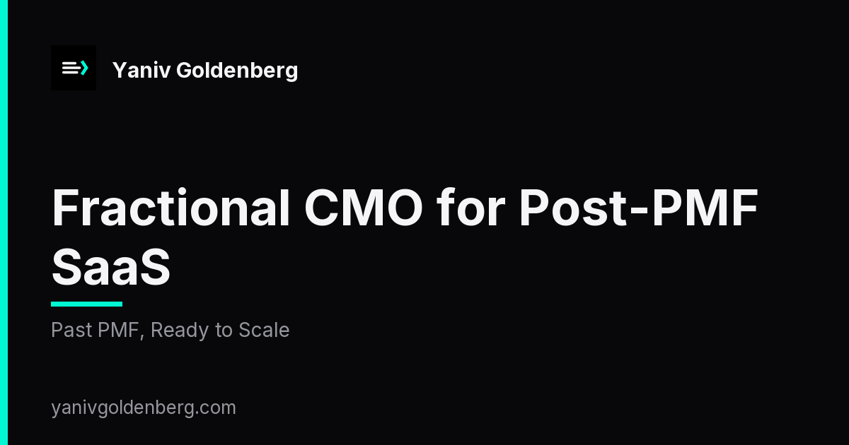Fractional CMO for Private Equity - Yaniv Goldenberg Fractional CMO for private equity portfolio companies - Yaniv Goldenberg