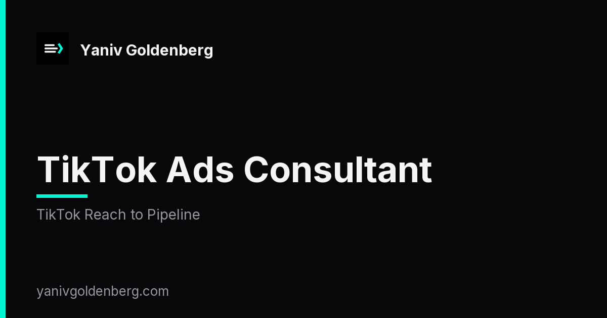 TikTok Ads Consultant - TikTok Reach to Pipeline TikTok Ads Consultant - TikTok Reach to Pipeline