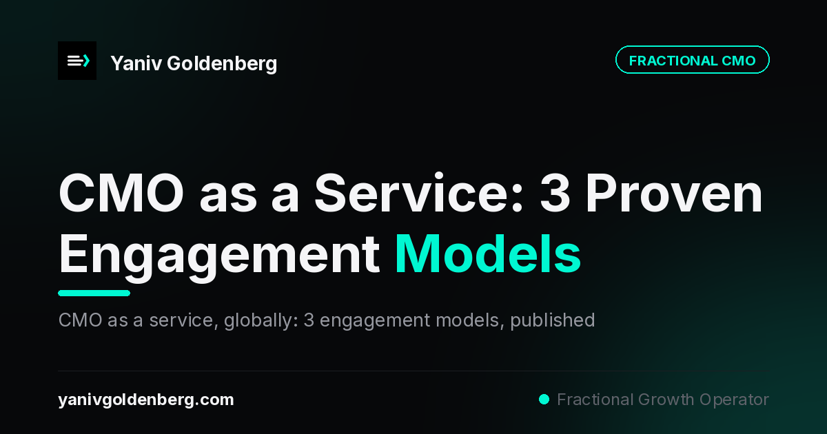 CMO as a Service - Yaniv Goldenberg CMO as a Service - productized growth leadership by Yaniv Goldenberg