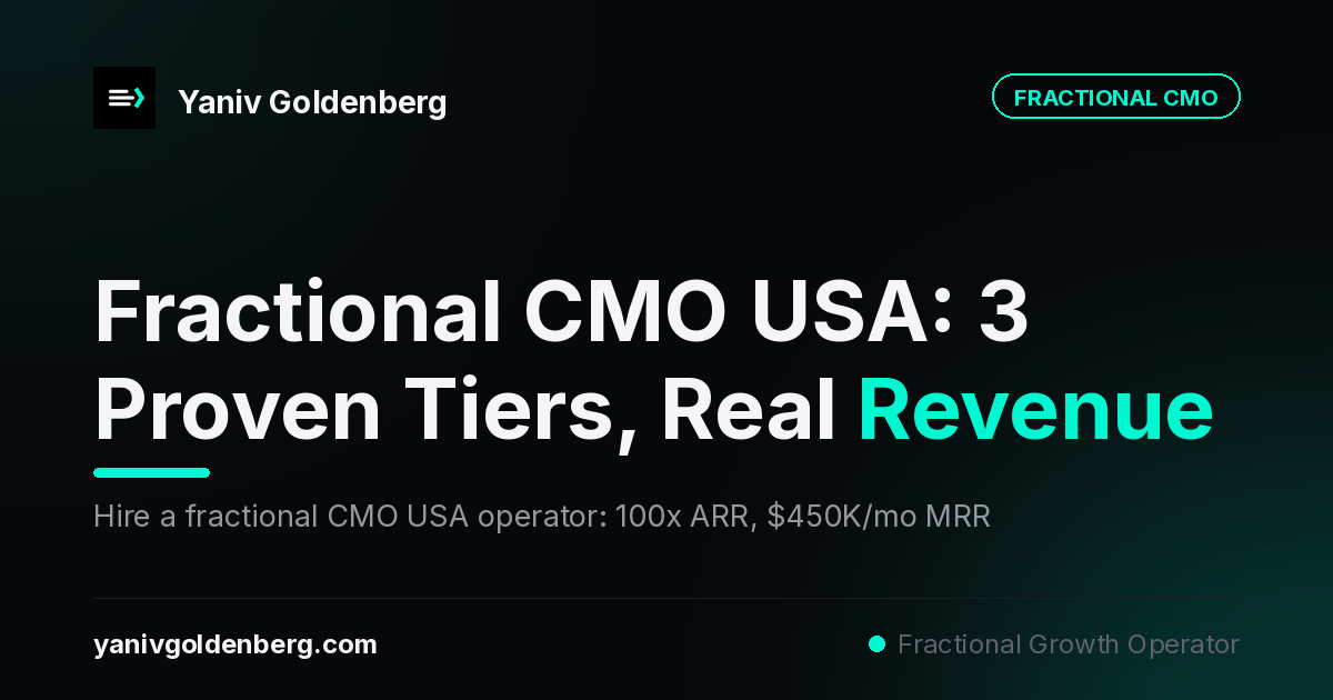 Fractional CMO USA - Yaniv Goldenberg Fractional CMO USA pricing tiers and timezone async strategy - Yaniv Goldenberg operator