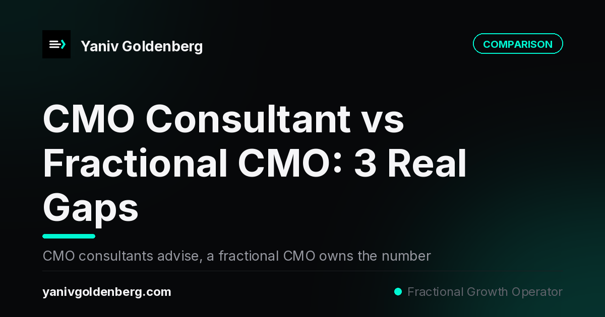 Fractional CMO vs Consultant vs Freelancer - Yaniv Goldenberg Fractional CMO vs marketing consultant comparison - Yaniv Goldenberg